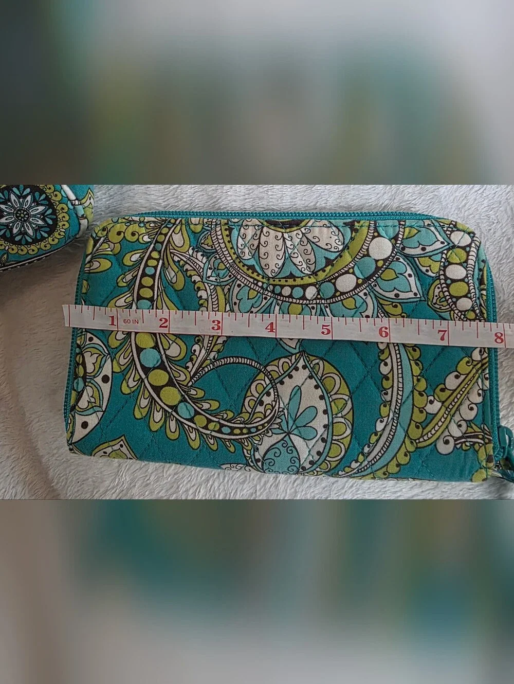 Vera Bradley Blue Paisley Tote Bag & Matching Zip Card Wallet Set EUC